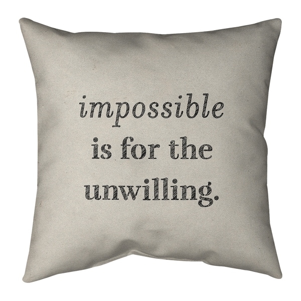 Quotes Handwritten Impossible Quote Pillow-Faux Linen