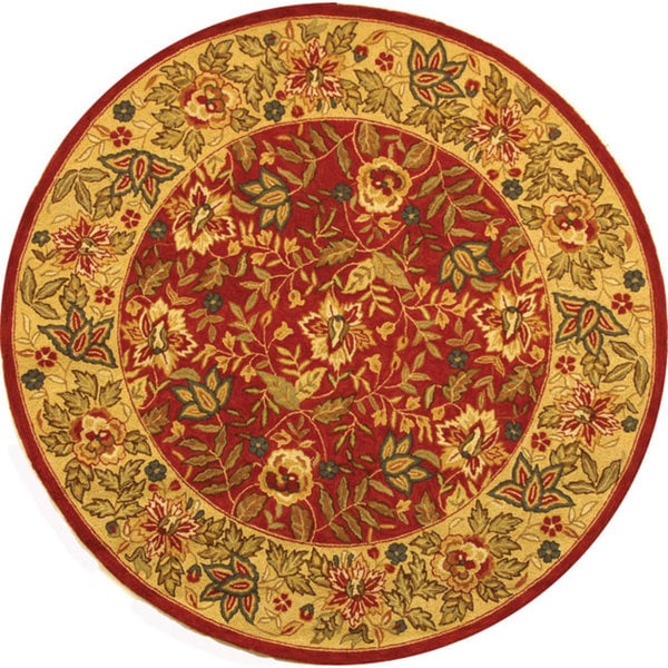 Safavieh Handmade Boitanical Red/ Ivory Wool Rug (5'6 Round)