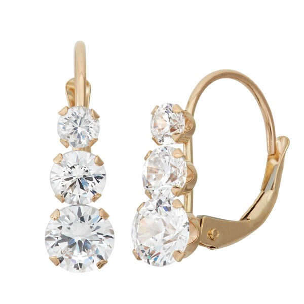 Gioelli 10k Yellow Gold Cubic Zirconia Earrings On Gioelli 10k Yellow Gold Cubic Zirconia Earrings