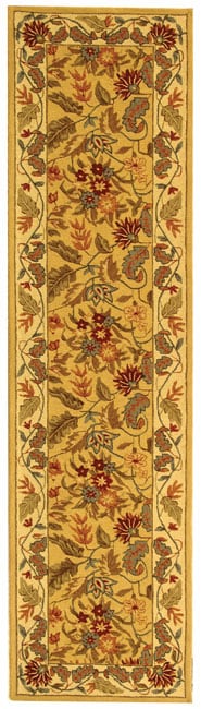 Handmade Paradise Ivory Wool Rug (26 X 12) (IvoryPattern FloralMeasures 0.375 inch thickTip We recommend the use of a non skid pad to keep the rug in place on smooth surfaces.All rug sizes are approximate. Due to the difference of monitor colors, some r