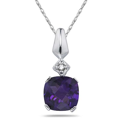 Marquee 10k White Gold Amethyst and Diamond Necklace