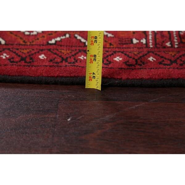 dimension image slide 1 of 2, Balouch Afghan Oriental Geometric Red Area Rug Wool Handmade - 6'11" x 9'4"