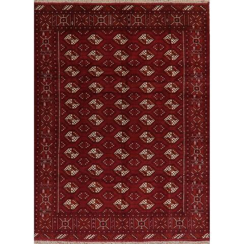 Balouch Afghan Oriental Geometric Red Area Rug Wool Handmade - 6'11" x 9'4"