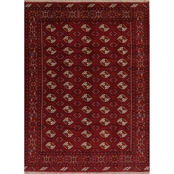 slide 2 of 18, Balouch Afghan Oriental Geometric Red Area Rug Wool Handmade - 6'11" x 9'4"