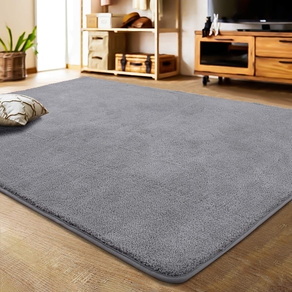 Modern Indoor Fuzzy Rugs, Washable Shaggy Carpet 3 x 5 Feet Gray
