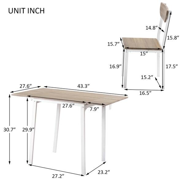5 Piece Modern Metal Dining Table Set With Drop Leaf On 5 Piece Modern Metal Dining Table