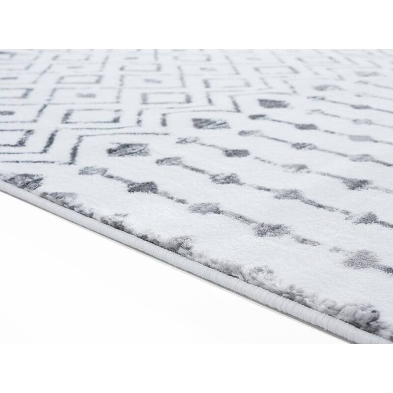 Luxe Weavers Magnolia Moroccan Grey Off White Abstract Area Rug