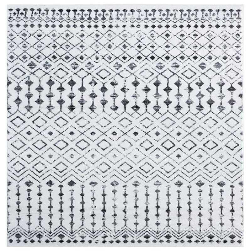 Luxe Weavers Magnolia Moroccan Grey Off White Abstract Area Rug - 5x7 - Silver