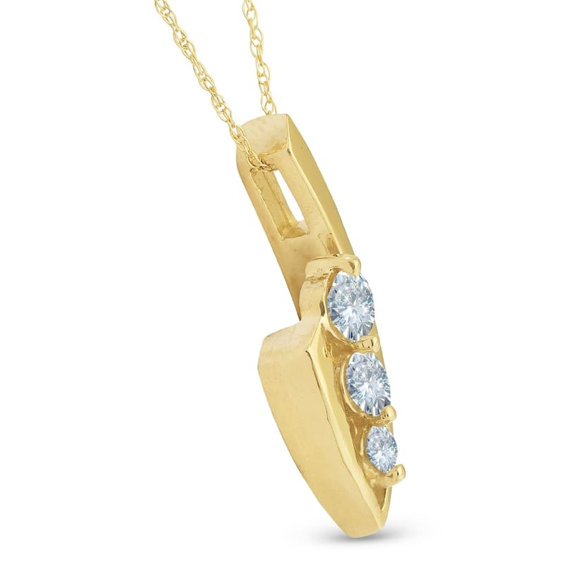 1/2ct Three Stone Diamond Yellow Gold Pendant Necklace