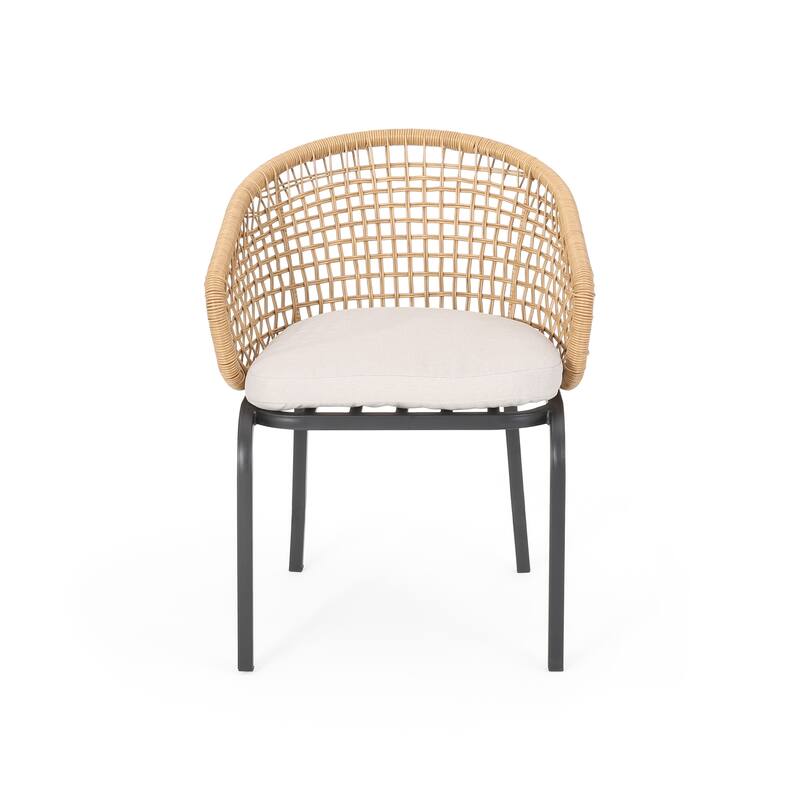 Arias Outdoor Wicker Club Chair with Cushion (Set of 2) by Christopher Knight Home