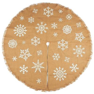 Juvale 60-Inch Christmas Tree Skirt - Snowflake-Themed Xmas Tree Decor, Brown