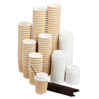 Disposable Coffee Cups Set - 50-Pack Kraft Paper 8-Ounce Insulated ...