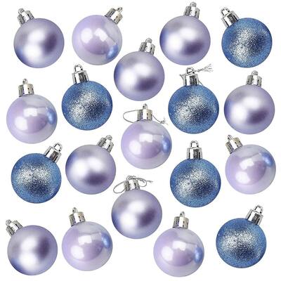 48 Pcs Mini Christmas Tree Ornaments Plastic Balls Decoration 1.5" Light Purple