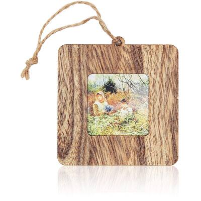 Bright Creations 6-Pack Square Wooden Photo Frame Ornaments with String 3.5"