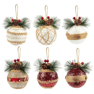 6-Pack of Small Christmas Tree Decorations Beautiful Rustic Ornaments 2.9"x5.4"