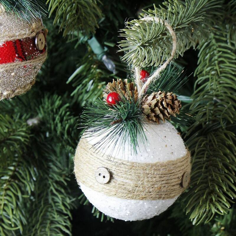 6-Pack of Small Christmas Tree Decorations Beautiful Rustic Ornaments 2.9"x5.4"