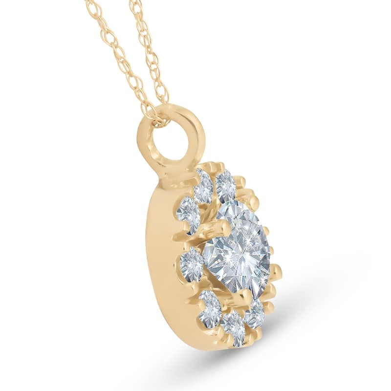 Yellow Gold 1 1/2ct Circle Round Lab Grown Diamond Pendant Necklace