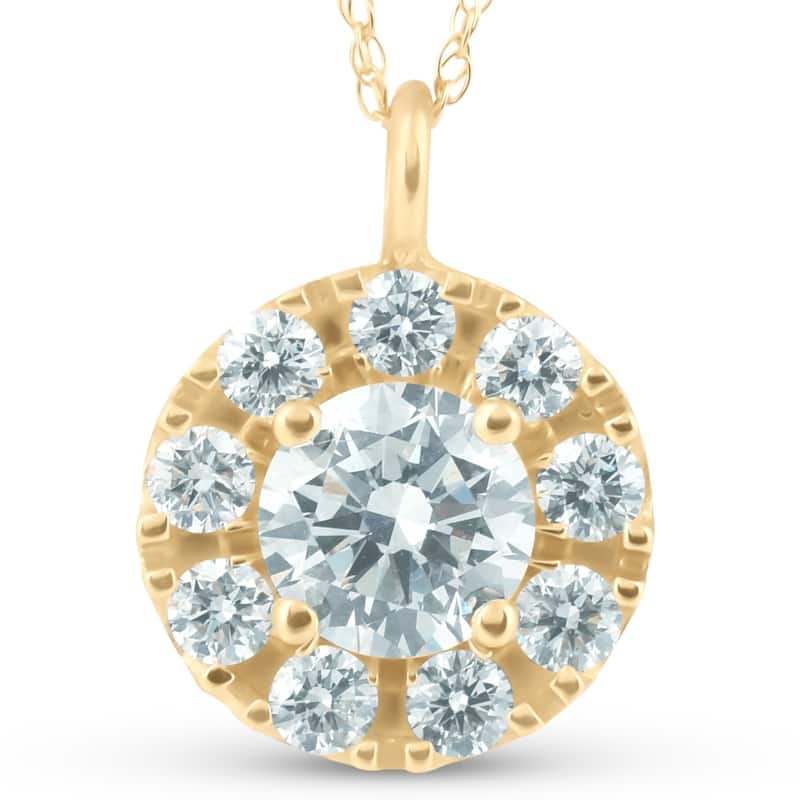 Yellow Gold 1 1/2ct Circle Round Lab Grown Diamond Pendant Necklace