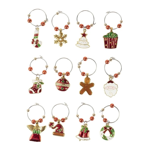 12 Pack Wine Glass Charms Christmas Themed Wine Glass Markers Wine Glass Tags Bed Bath Beyond 30316527