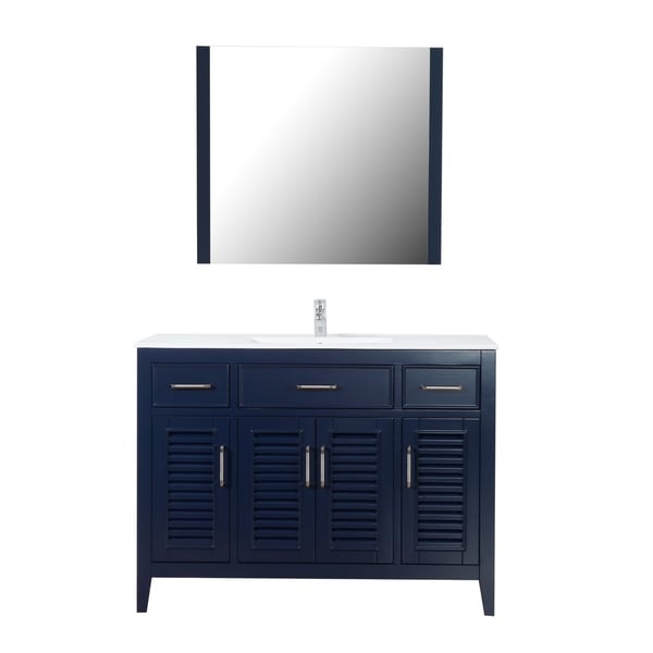Marina Del Rey 48" Freestanding Vanity with Ceramic Top in Navy