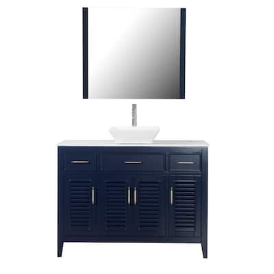 Marina Del Rey 48" Freestanding Vanity with Marble Top and Ceramic Basin in Navy