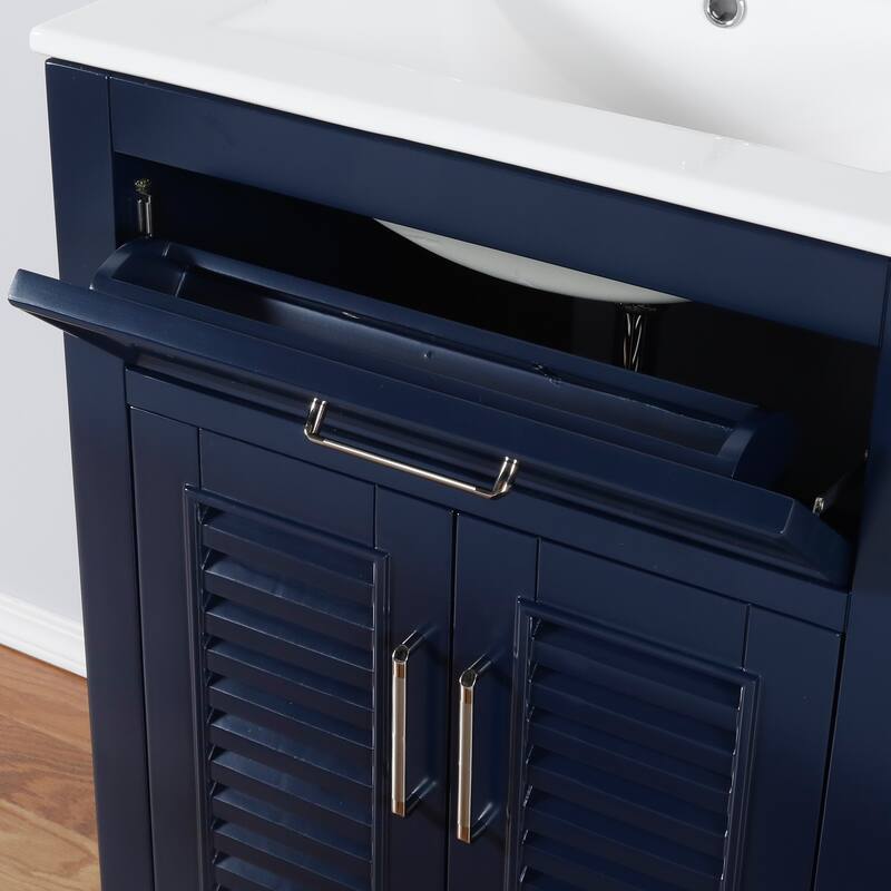Marina Del Rey 48" Freestanding Vanity with Marble Top and Ceramic Basin in Navy