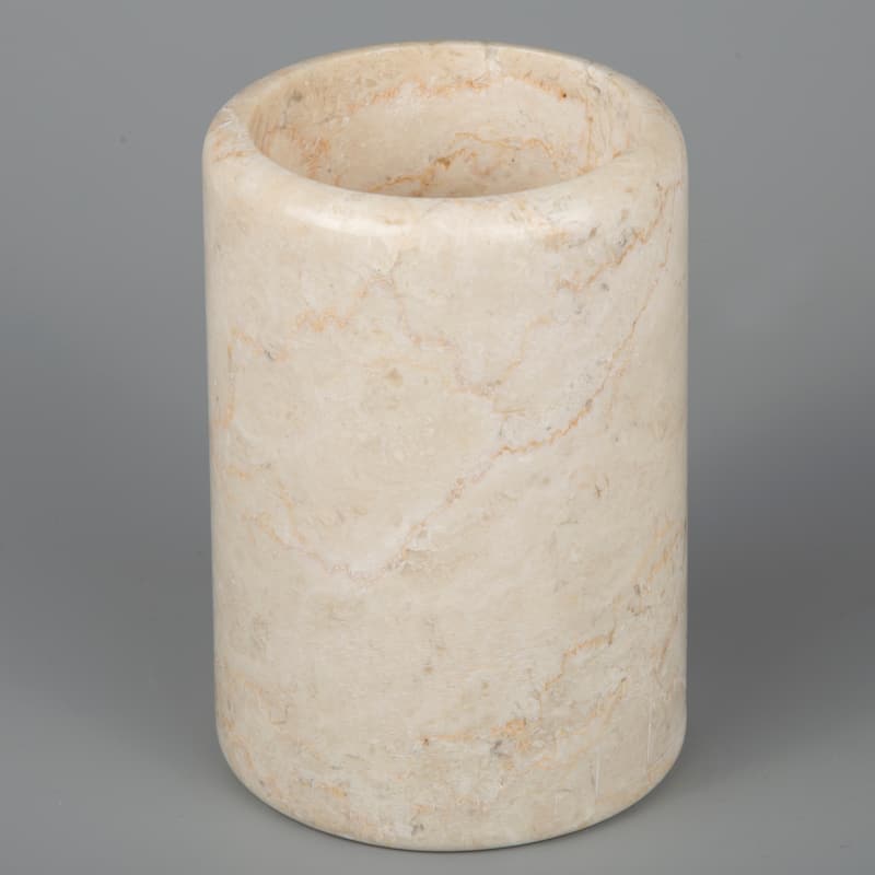Creative Home Spa Collection Champagne Marble Tumbler, Toothbrush Holder, Makeup Brush Organizer - Beige