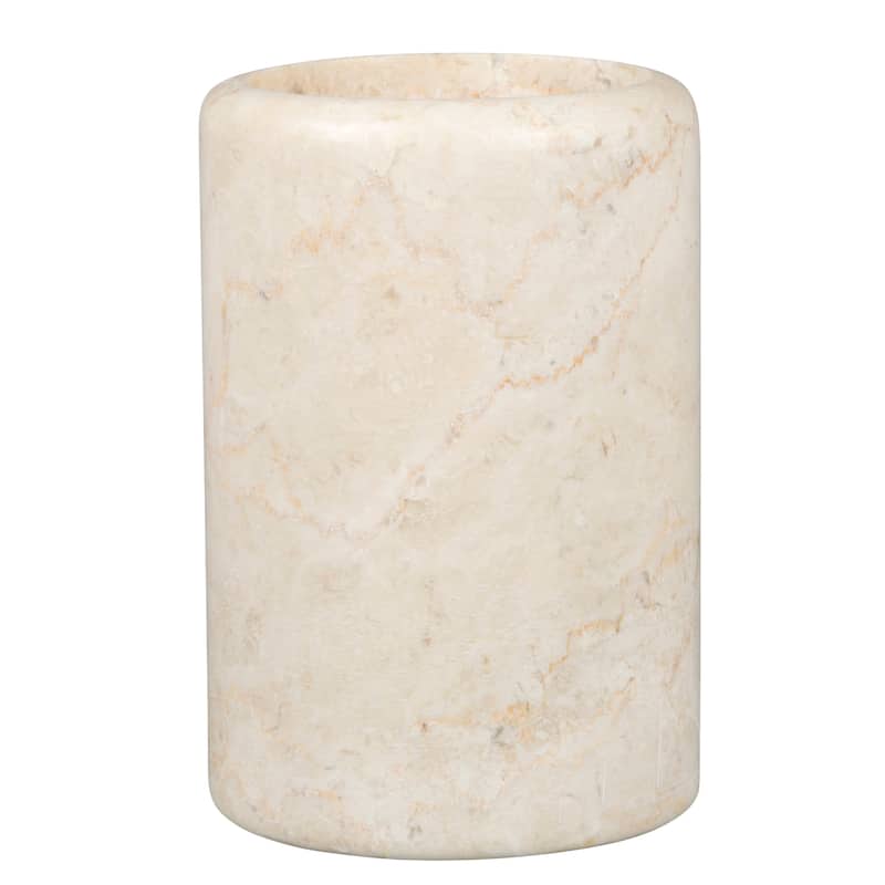 Creative Home Spa Collection Champagne Marble Tumbler, Toothbrush Holder, Makeup Brush Organizer - Beige