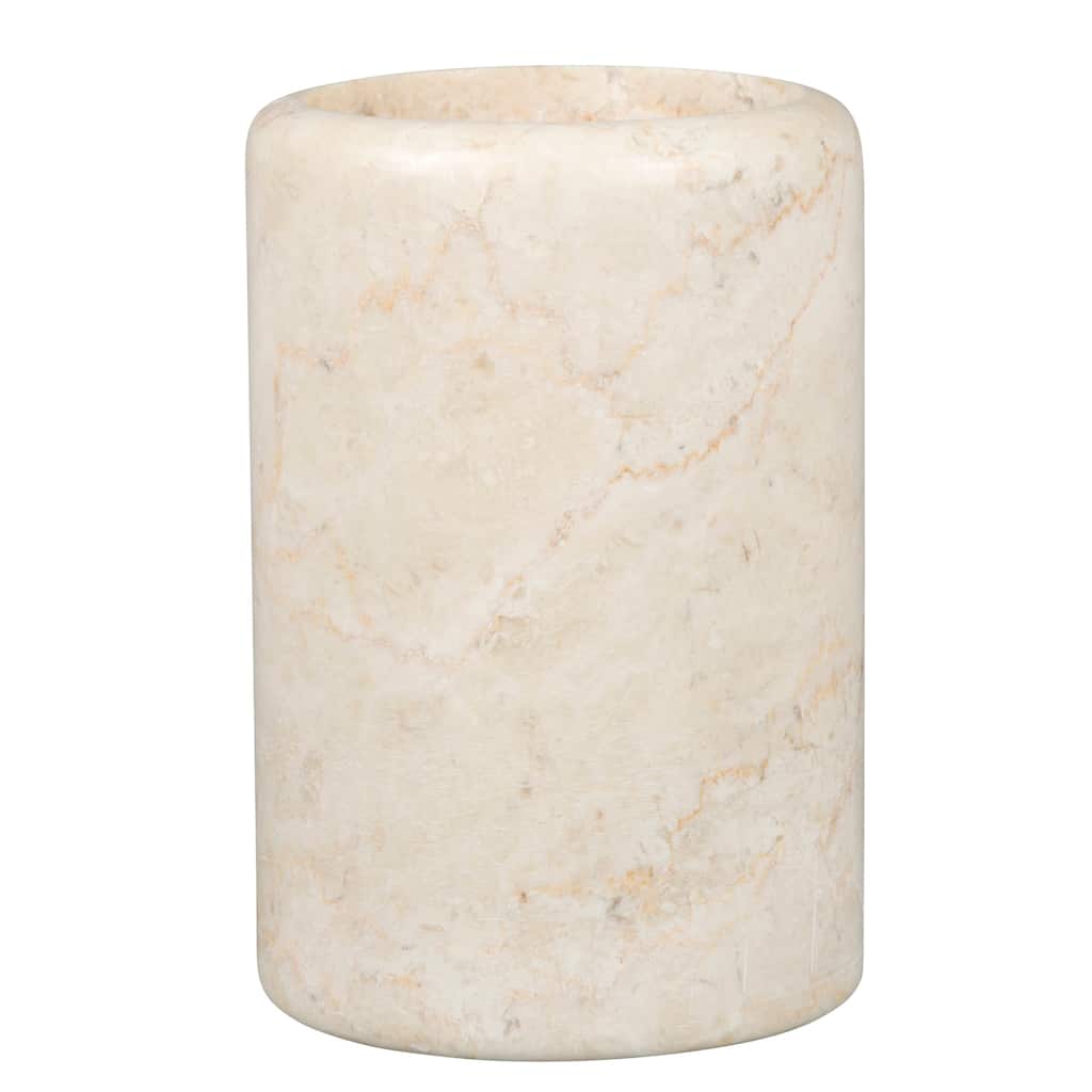 Creative Home Spa Collection Champagne Marble Tumbler, Toothbrush Holder, Makeup Brush Organizer - Beige