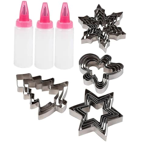 Christmas Cookie Cutter 21PC Stainless Steel Biscuit Cutters + Bottles Set