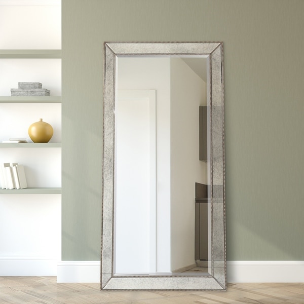 Champagne Beveled Wall Mirror Rectangle Leaner,Bathroom,Bedroom,Living Room - Clear - 40 in. x 80 in. x 2.6 in.
