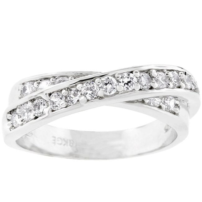 Shop Kate Bissett Silvertone CZ Criss-cross Eternity Band - On Sale ...