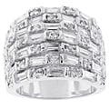 Kate Bissett Silvertone Wide Baguette Cubic Zirconia Ring