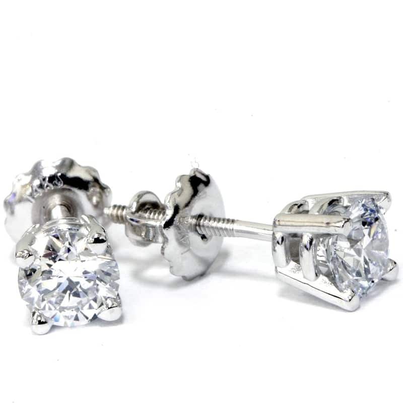 5/8ct Round Diamond Excellent Studs Screw Backs White Gold Lab Grown