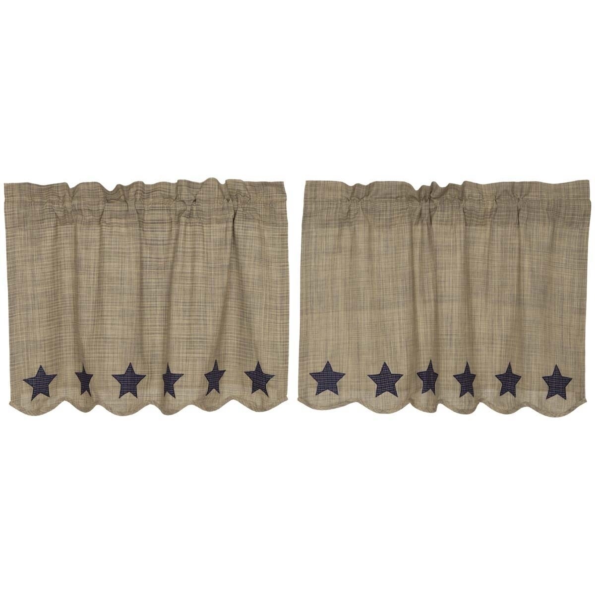 Shop Tan Primitive Kitchen Curtains Vhc Vincent Tier Pair Rod