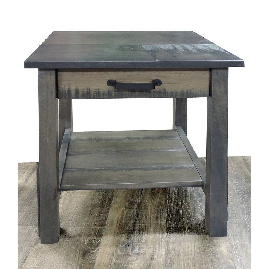 Timberline Rough SawnMaple End Table in Antique Slate Stain
