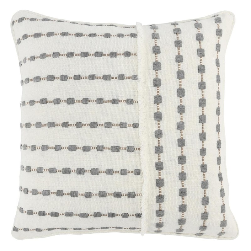 Kosas Home Kassia Embroidered 100% Linen 20-inch Throw Pillow