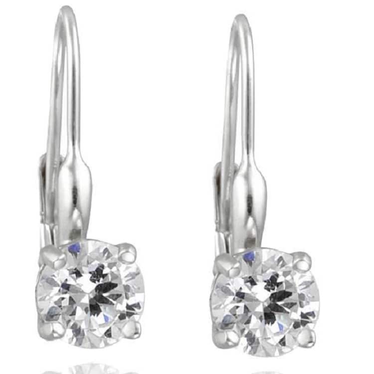 5/8ct Lever Back Dangle Hoops White Gold Earrings Lab Grown