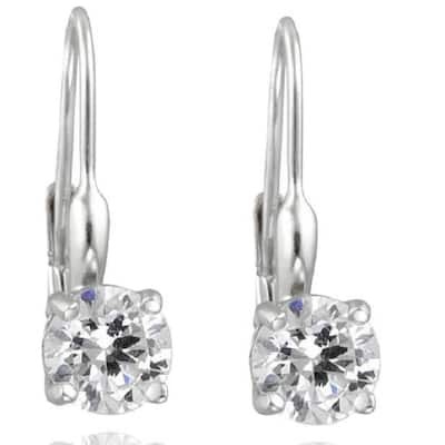 5/8ct Lever Back Dangle Hoops White Gold Earrings Lab Grown