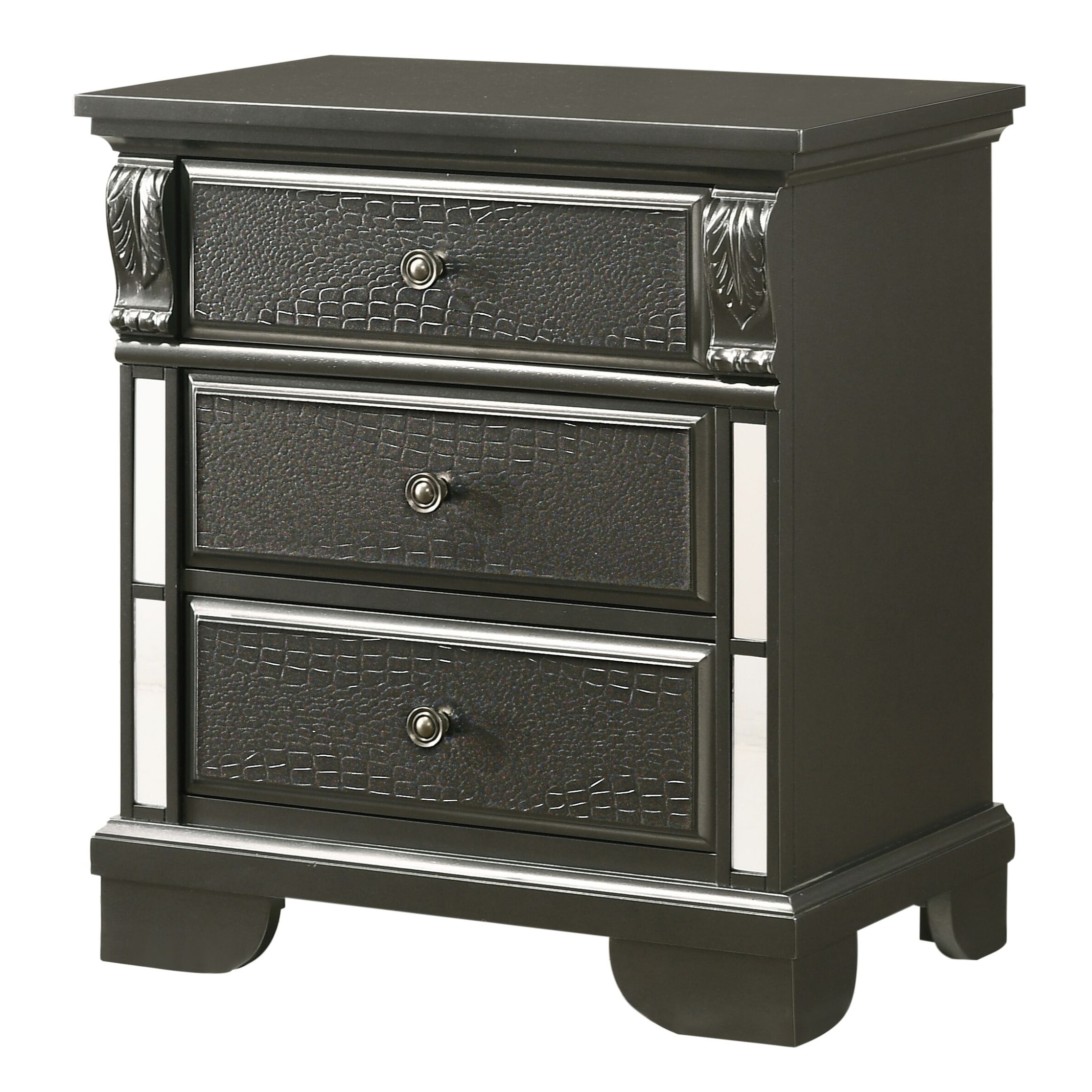 Shop Ascot Mirrored 3 Drawer Nightstand Overstock 30320918