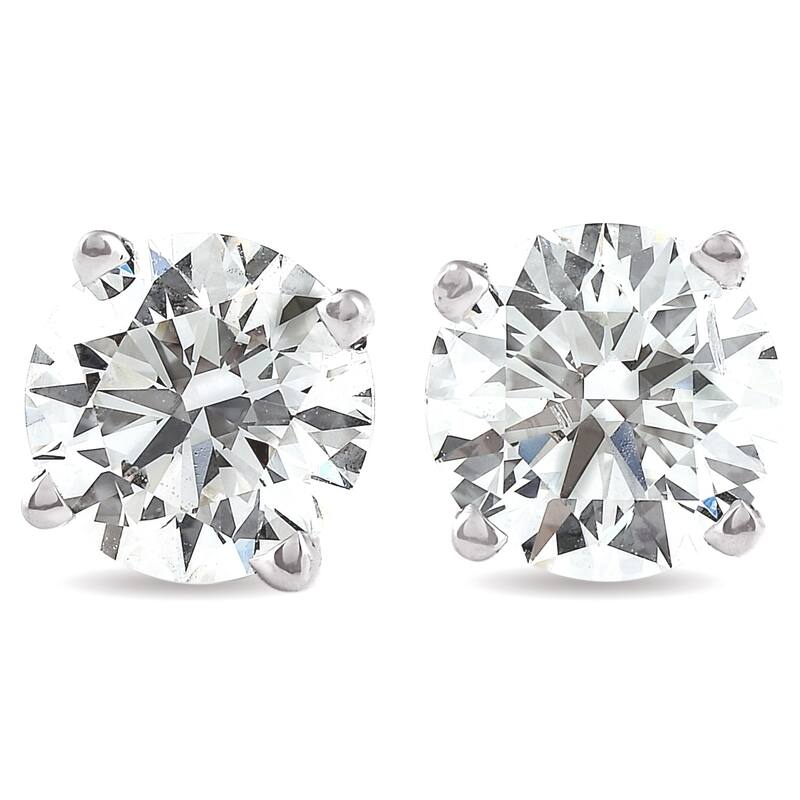 1 1/4 Ct Diamond Screw Back Studs White Gold Lab Grown Eco Friendly