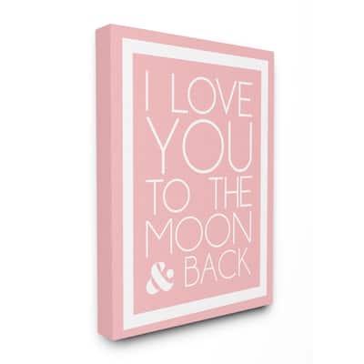 Stupell I Love You To The Moon And Back On Pink With White Border , Proudly Made in USA - 24 x 30