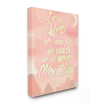 Stupell Let Her Sleep Pink Water Color Mountains, Proudly Made in USA - 36 x 48