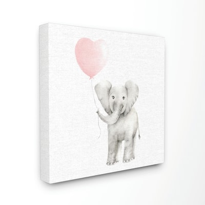 Stupell Baby Elephant Heart Balloon Linen Look, Proudly Made in USA - 30 x 30