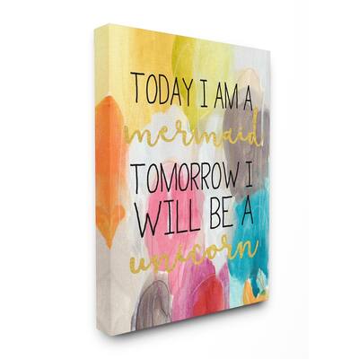 Stupell Today Mermaid Tomorrow Unicorn, Proudly Made in USA - 36 x 48
