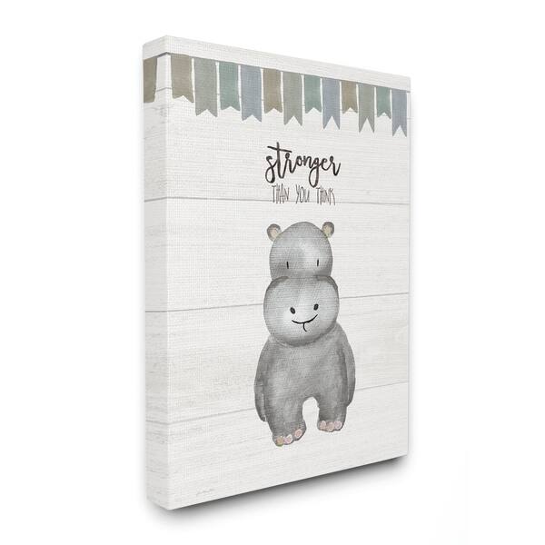 Stupell Stronger Than You Think Hippo, Proudly Made in USA - 36 x 48