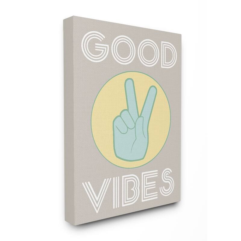 Stupell Good Vibes Peace Hand, Proudly Made in USA - 36 x 48