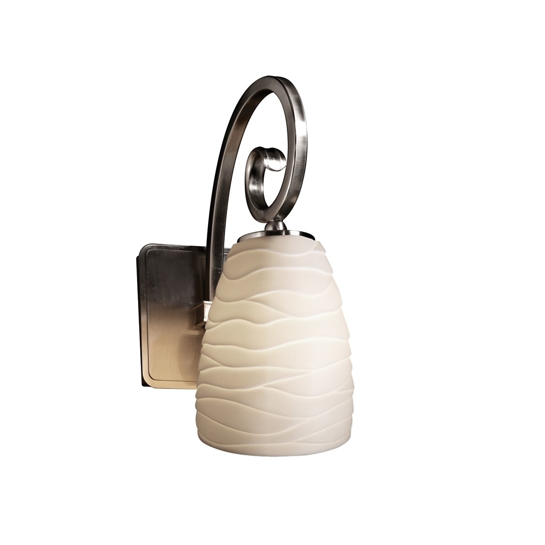 Limoges Victoria 1-light Brushed Nickel Wall Sconce, Waves Impression Shade