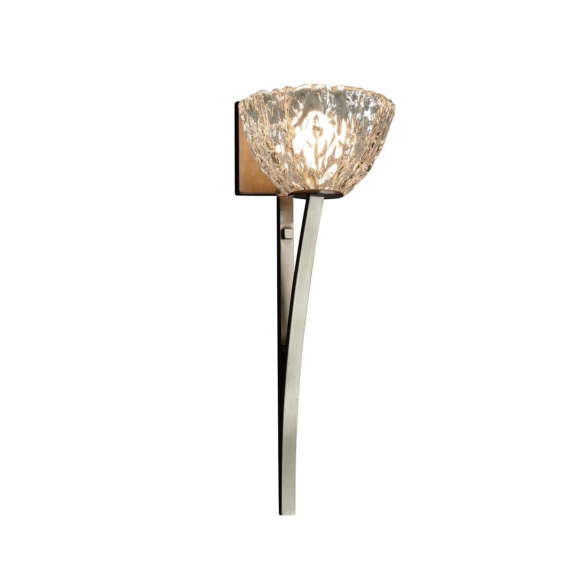 Veneto Luce Sabre 1-light Brushed Nickel Wall Sconce, Clear Textured Shade