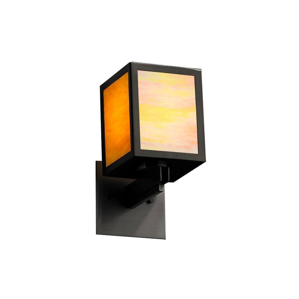 Windows Simple Window 1-light Matte Black Wall Sconce, Amber Shade
